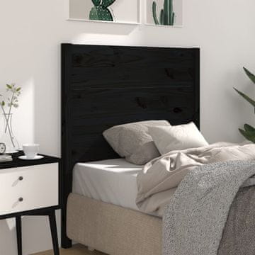 Vidaxl vidaXL Vzglavje postelje črno 96x4x100 cm masivni borov les