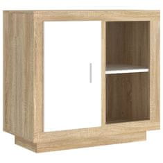 Vidaxl Komoda bela in sonoma hrast 80x40x75 cm