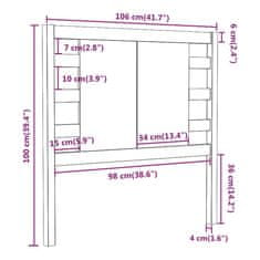 Vidaxl Vzglavna sivo 106x4x100 cm trdna borovina