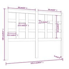 Vidaxl Posteljno vzglavje 125,5x4x100 cm trdna borovina