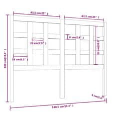 Vidaxl Posteljno vzglavje 140,5x4x100 cm trdna borovina