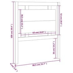 Vidaxl Posteljno vzglavje belo 80,5x4x100 cm trdna borovina