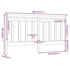 Vidaxl Posteljno vzglavje sivo 186x4x100 cm trdna borovina