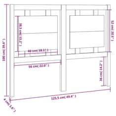 shumee Posteljno vzglavje belo 125,5x4x100 cm trdna borovina