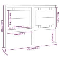 Vidaxl Posteljno vzglavje sivo 145,5x4x100 cm trdna borovina