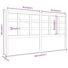Vidaxl Posteljno vzglavje sivo 185,5x4x100 cm trdna borovina