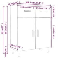 Vidaxl Komoda bela 69,5x34x89 cm konstruiran les