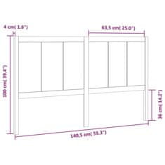 shumee Posteljno vzglavje belo 140,5x4x100 cm trdna borovina