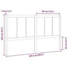 Greatstore Posteljno vzglavje belo 205,5x4x100 cm trdna borovina