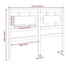 Vidaxl Posteljno vzglavje sivo 125,5x4x100 cm trdna borovina