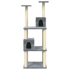 shumee Praskalnik za mačke s sisalovimi stebri, svetlo siv, 141 cm