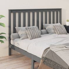 Vidaxl Posteljno vzglavje sivo 166x6x101 cm trdna borovina