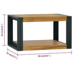 Vidaxl Stenska kopalniška omarica 60x45x35 cm trdna tikovina