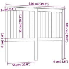 Vidaxl Posteljno vzglavje 126x6x101 cm trdna borovina
