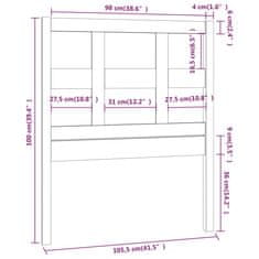 shumee Posteljno vzglavje sivo 105,5x4x100 cm trdna borovina