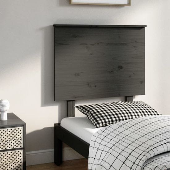 Vidaxl Posteljno vzglavje sivo 79x6x82,5 cm trdna borovina