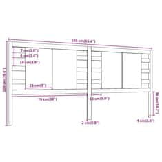 Vidaxl Vzglavna sivo 166x4x100 cm trdna borovina