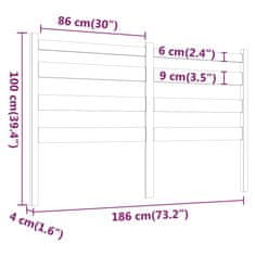 Vidaxl Posteljno vzglavje medeno rjavo 186x4x100 cm trdna borovina