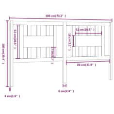 Vidaxl Vzglavna sivo 186x4x100 cm trdna borovina
