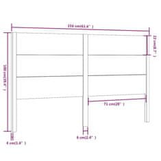 Vidaxl Vzglavna sivo 156x4x100 cm trdna borovina