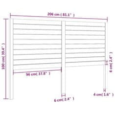 Vidaxl Posteljno vzglavje sivo 206x4x100 cm trdna borovina
