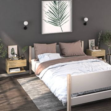 Vidaxl vidaXL Stenske nočne omarice, komplet 2 kosov, hrast sonoma