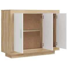 Vidaxl Komoda bela in sonoma hrast 92x35x75 cm konstruiran les