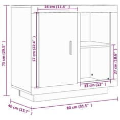 Vidaxl Komoda bela in sonoma hrast 80x40x75 cm