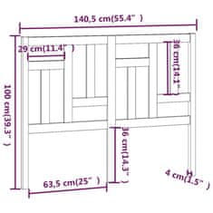 Vidaxl Posteljno vzglavje belo 140,5x4x100 cm trdna borovina