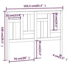 Vidaxl Posteljno vzglavje črno 165,5x4x100 cm trdna borovina