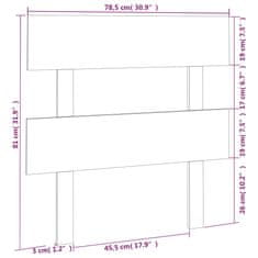 Greatstore Posteljno vzglavje belo 78,5x3x81 cm trdna borovina