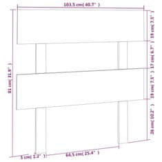 Vidaxl Posteljno vzglavje črno 103,5x3x81 cm trdna borovina