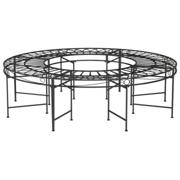 Vidaxl Okrogla klop za okrog drevesa Ø160 cm črno jeklo