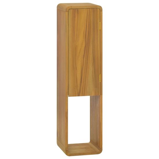 Vidaxl Stenska kopalniška omarica 25x25x100 cm trdna tikovina