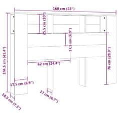 Vidaxl Vzglavna omarica dimljeni hrast 160x18,5x104,5 cm