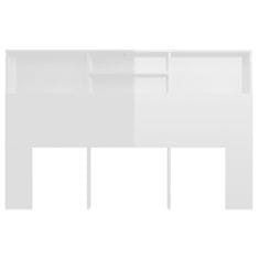 Vidaxl Vzglavna omarica visok sijaj bela 160x19x103,5 cm