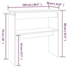 Vidaxl Konzolna mizica dimljeni hrast 102x30x80 cm konstruiran les