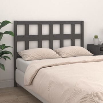 Vidaxl vidaXL Vzglavje postelje, sivo, 145,5 x 4 x 100 cm, masiven borov les