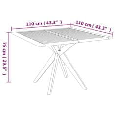 Vidaxl Vrtna miza 110x110x75 cm trden akacijev les