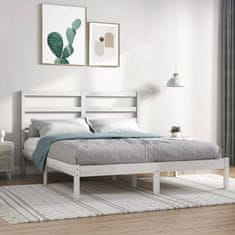 Vidaxl Posteljni okvir bel iz trdnega lesa 120x190 cm 4FT