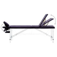 shumee Zložljiva masažna miza 3-conska aluminij vijolična