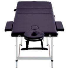 shumee Zložljiva masažna miza 3-conska aluminij vijolična