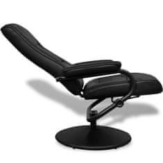Greatstore TV fotelj s stolčkom za noge črno umetno usnje