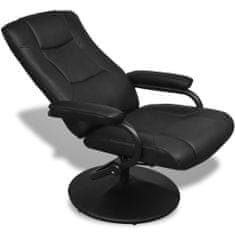 Greatstore TV fotelj s stolčkom za noge črno umetno usnje