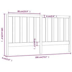 Vidaxl Posteljno vzglavje sivo 186x4x100 cm trdna borovina