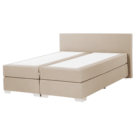 Beliani Bež oblazinjena kontinentalna postelja 160x200 PRESIDENT