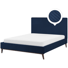 Beliani Oblazinjena postelja modra 160 x 200 cm BAYONNE
