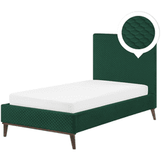 Beliani Postelja temno zelena oblazinjena 90x200 cm BAYONNE