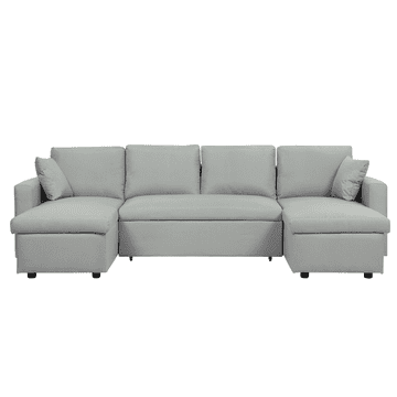 Beliani Raztegljiv kavč s funkcijo spanja oblazinjen svetlo siv SOMMEN