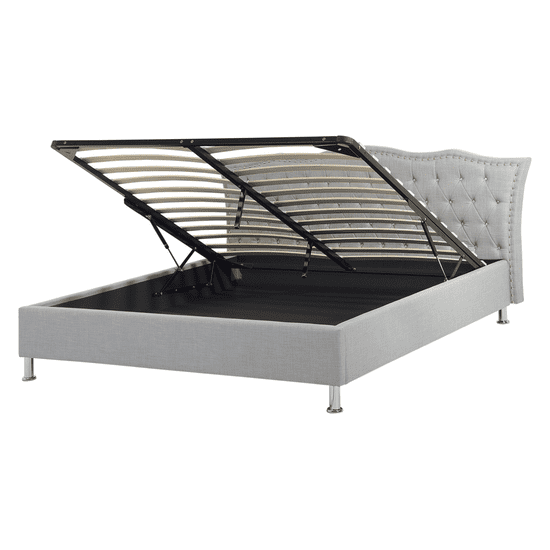 Beliani Siva oblazinjena postelja Chesterfield s prostorom za shranjevanje 160x200 cm METZ